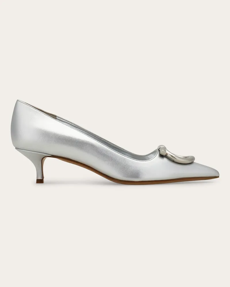 Ferragamo Damen Pumps mit Maxi Gancini Silber Größe Silber