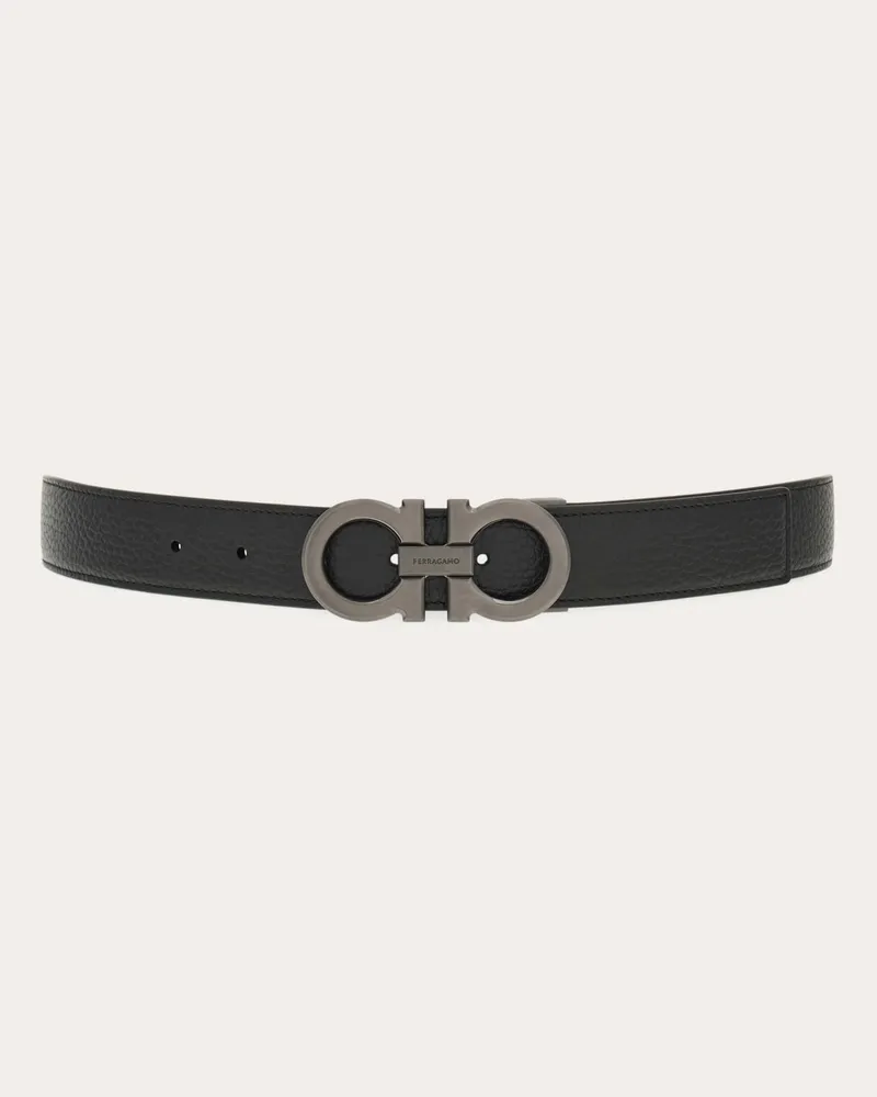 Ferragamo Herren Verstellbarer Gancini Wendegürtel Schwarz Schwarz