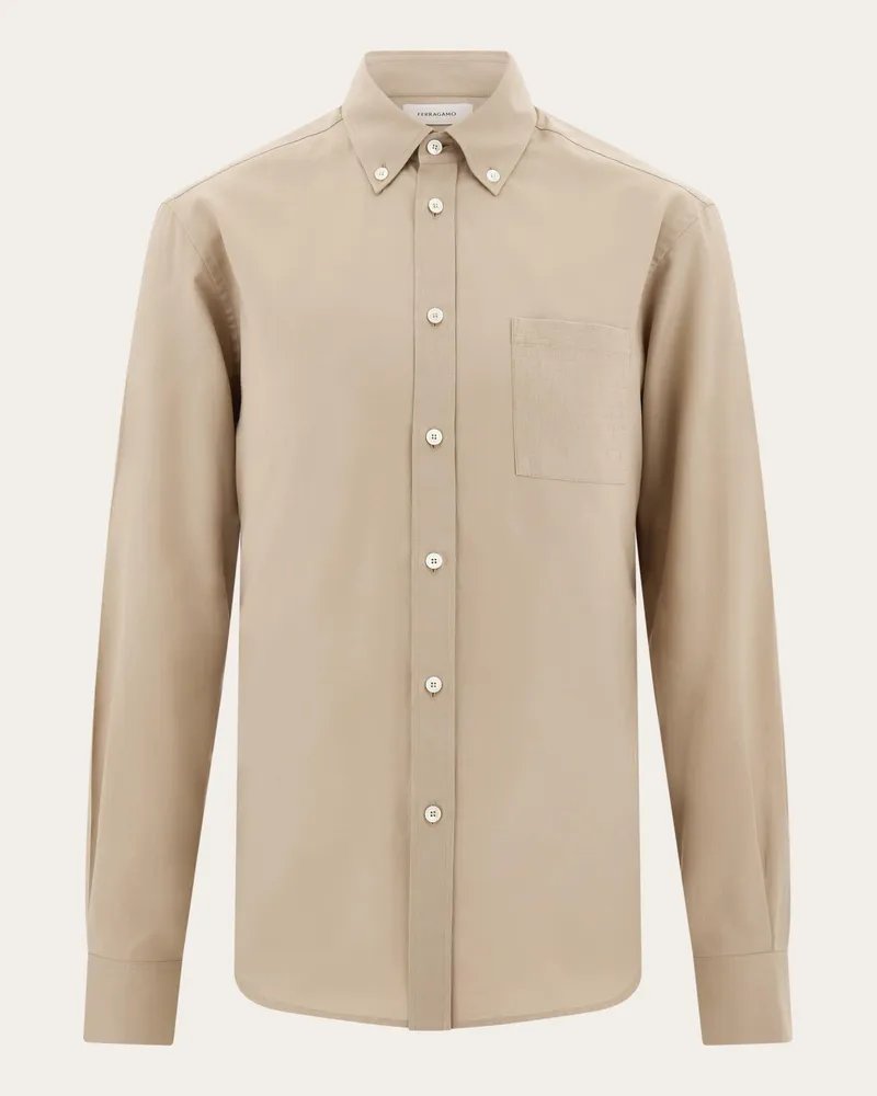 Ferragamo Herren Oberhemd Ferragamo-Monogram Beige Beige