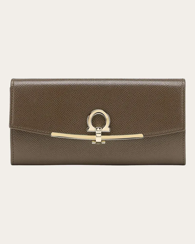 Ferragamo Damen Gancini-Brieftasche Continental Beige Beige