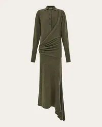 Ferragamo Strickkleid mit asymmetrischer Stoffbahn Grün