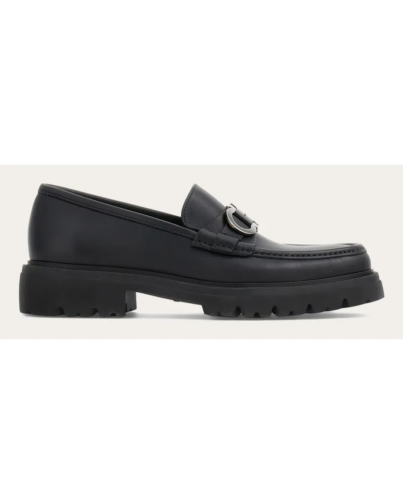 Ferragamo Herren Loafer in Mokassin-Machart mit Gancini-Ornament Schwarz Größe Schwarz