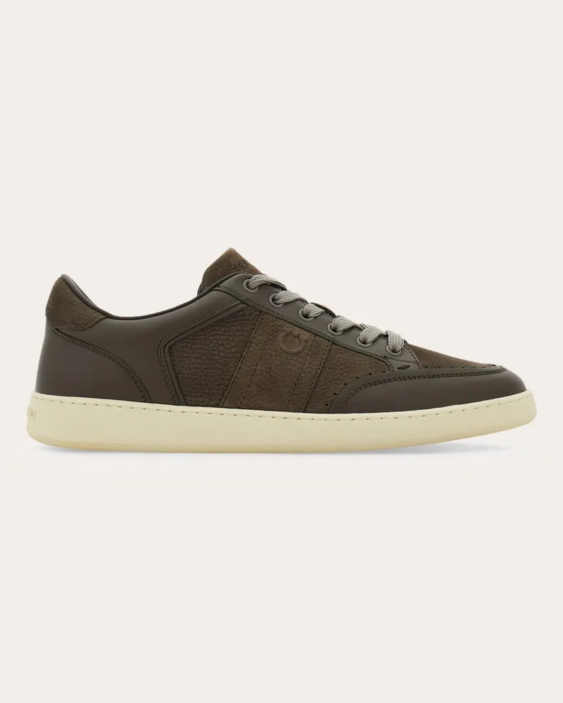 Ferragamo Herren Low-Top-Sneaker mit Signatur Grau Größe Grau