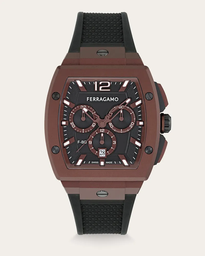 Ferragamo Herren F-80 tonneau Uhr Rot Rot