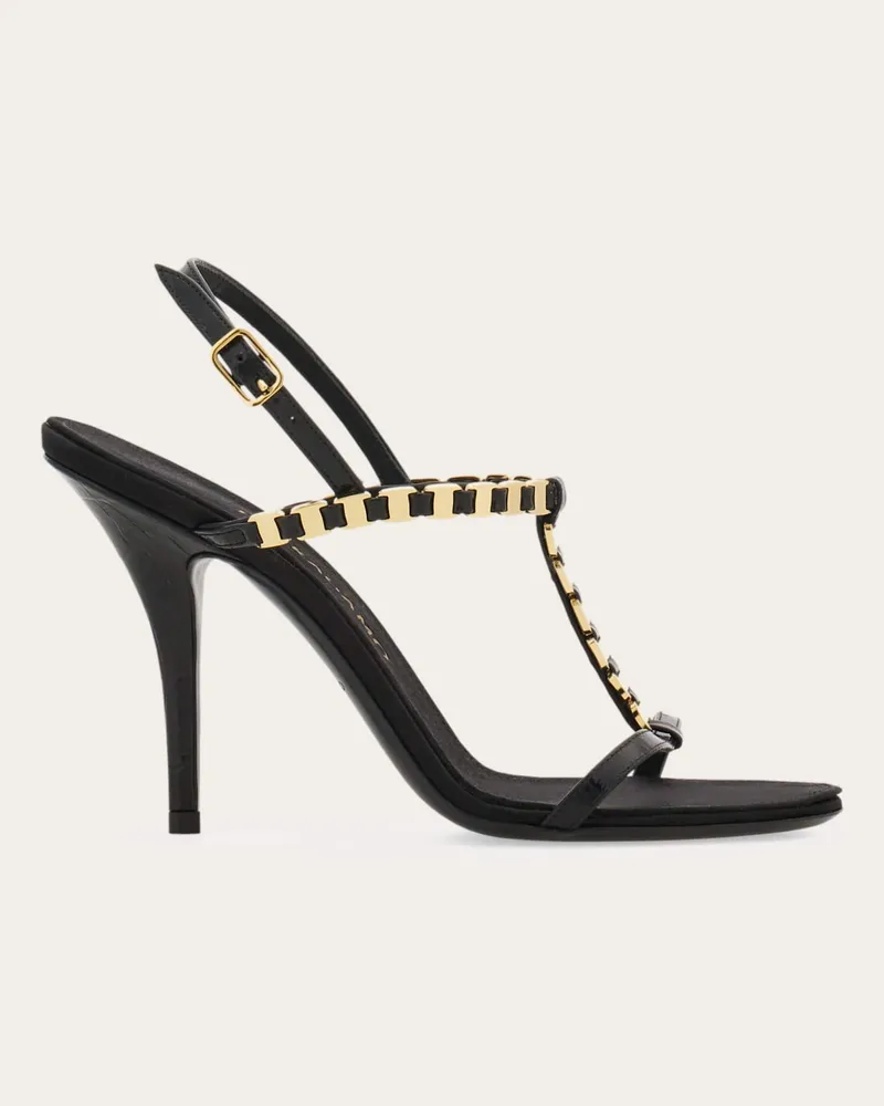 Ferragamo Damen Sandale T-Strap Vara Chain Schwarz Größe Schwarz