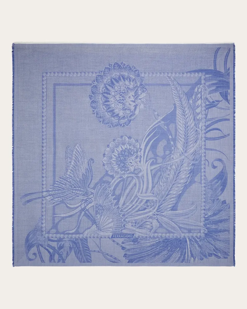 Ferragamo Damen Stola aus Seide und Kaschmir Blau Blau