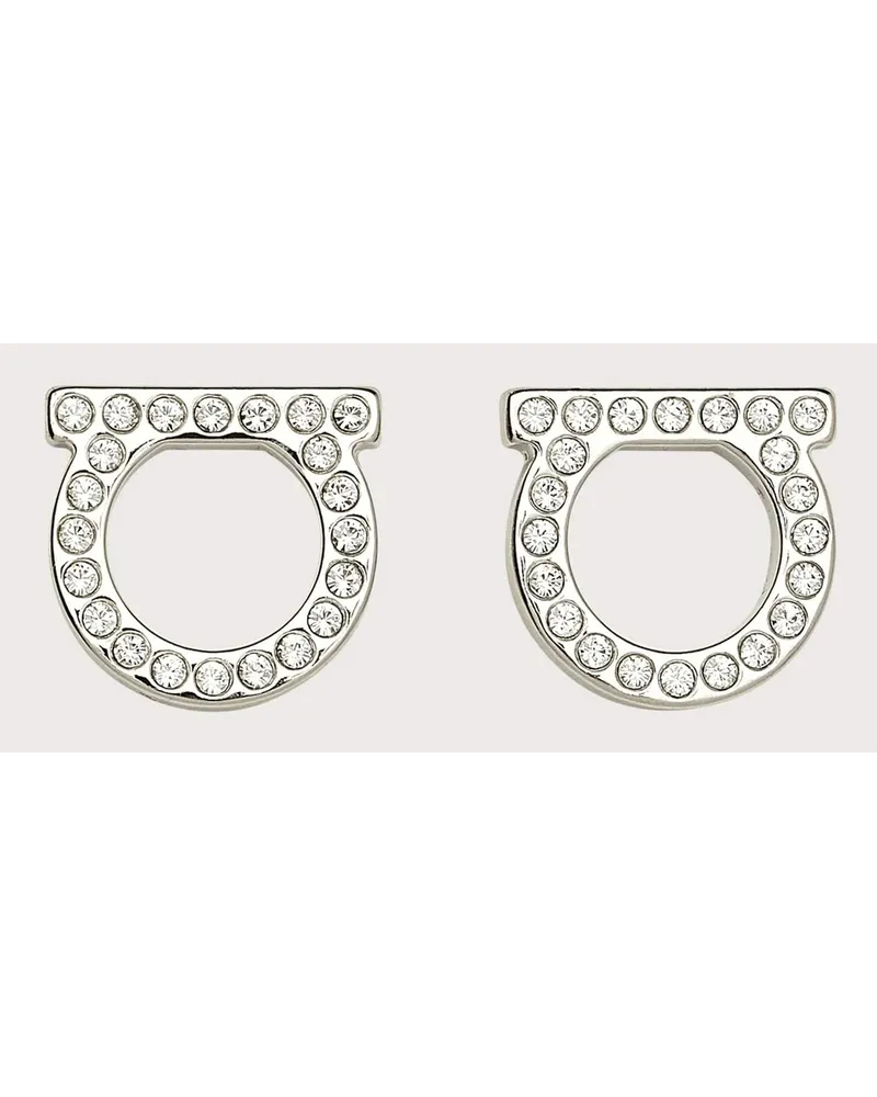 Ferragamo Gancini Ohrstecker mit Kristallen (L Silber