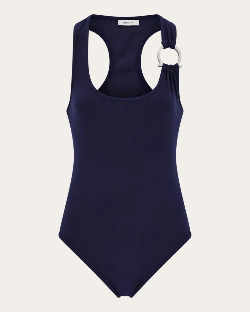 Ferragamo Damen Gancini Full-Badeanzug Blau Blau