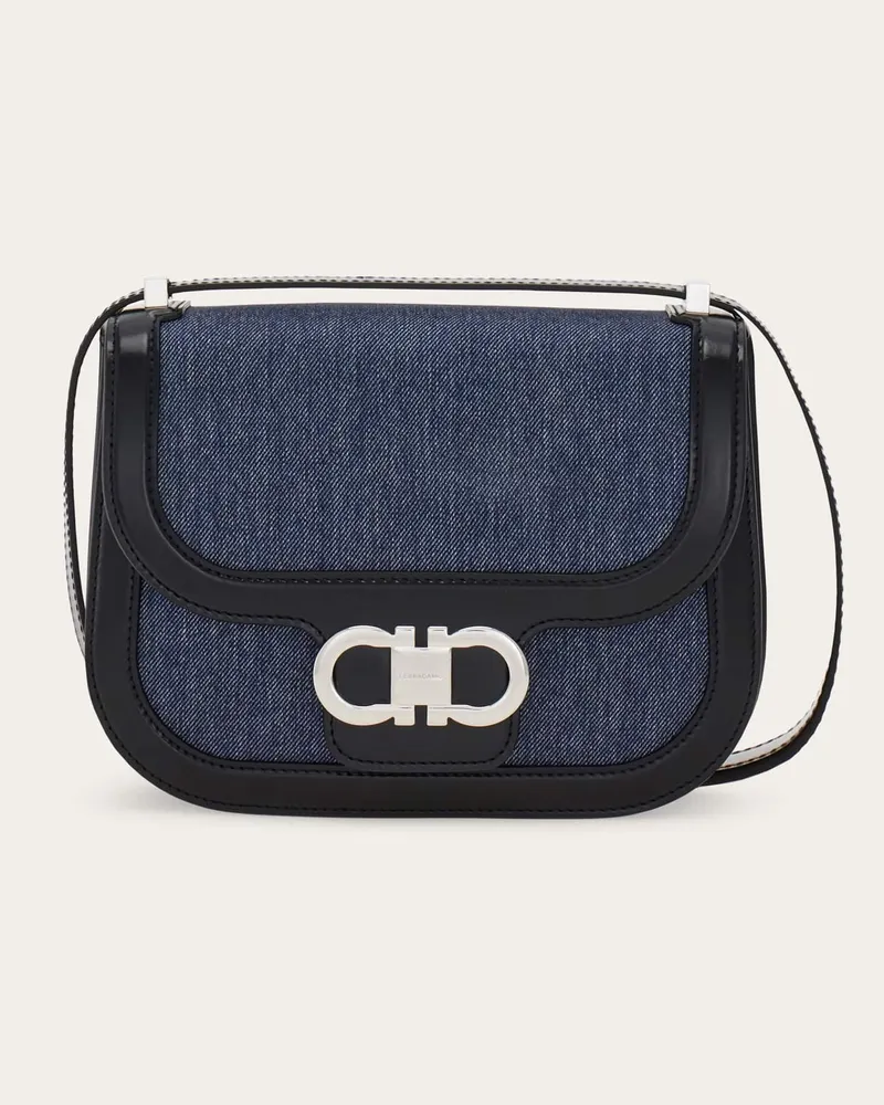 Ferragamo Damen Umhängetasche Doppel-Gancini (XS) Blau Blau