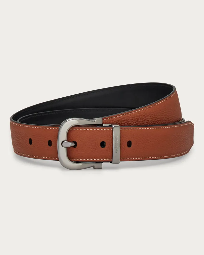 Ferragamo Herren Verstellbarer Gancini Wendegürtel Braun Braun