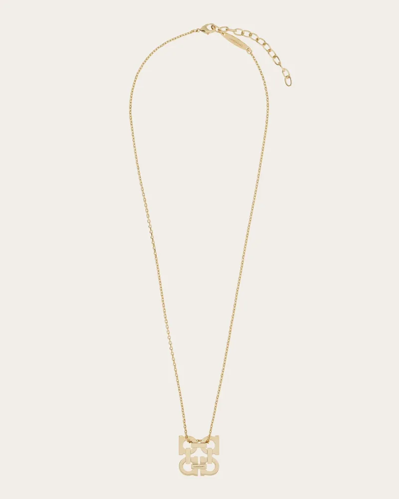 Ferragamo Damen Kette mit Four Gancini Anhänger Gold Gold