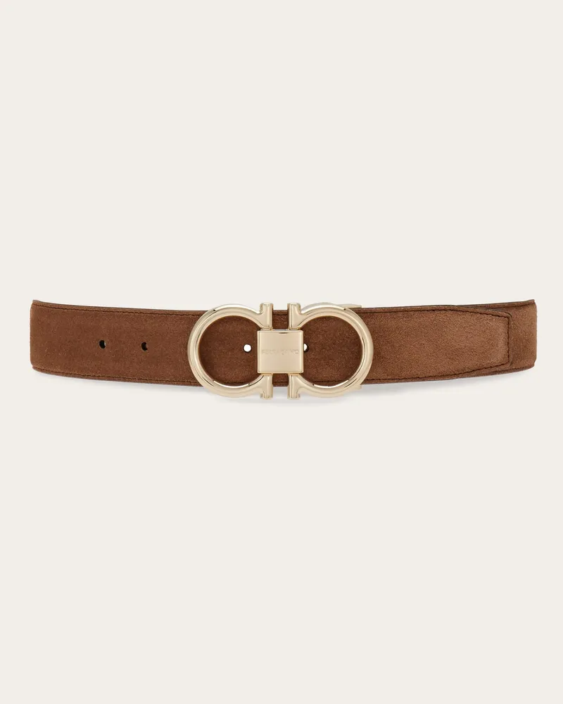 Ferragamo Herren Verstellbarer Gancini-Gürtel Braun Braun