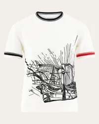 Ferragamo Tshirt mit Veliero Stickerei Weiß