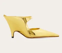 Damen Geformter Keilabsatz-Mules Gold Größe