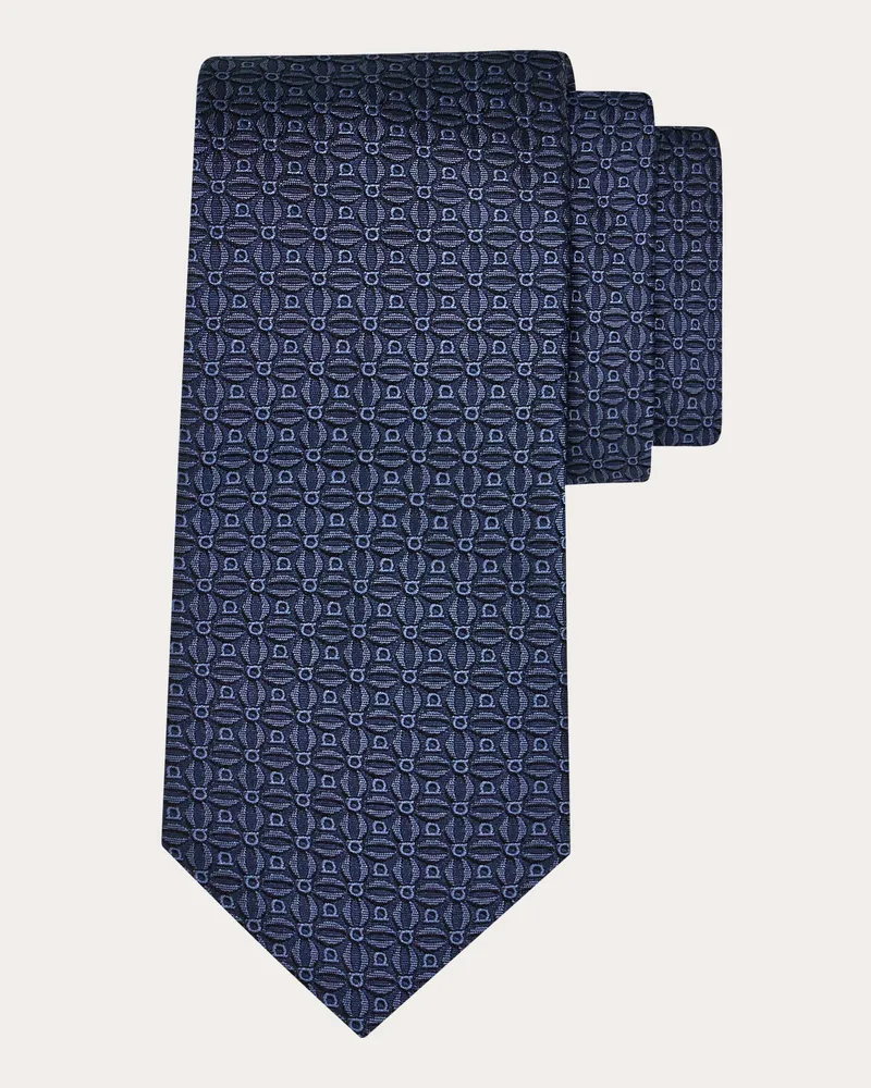Ferragamo Herren Jacquard-Krawatte mit Gancini-Motiv Blau Blau