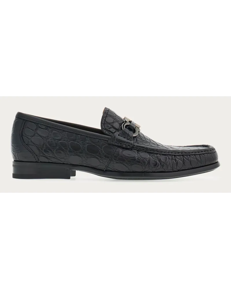 Ferragamo Herren Loafer in Mokassin-Machart mit Gancini-Ornament Schwarz Größe Schwarz