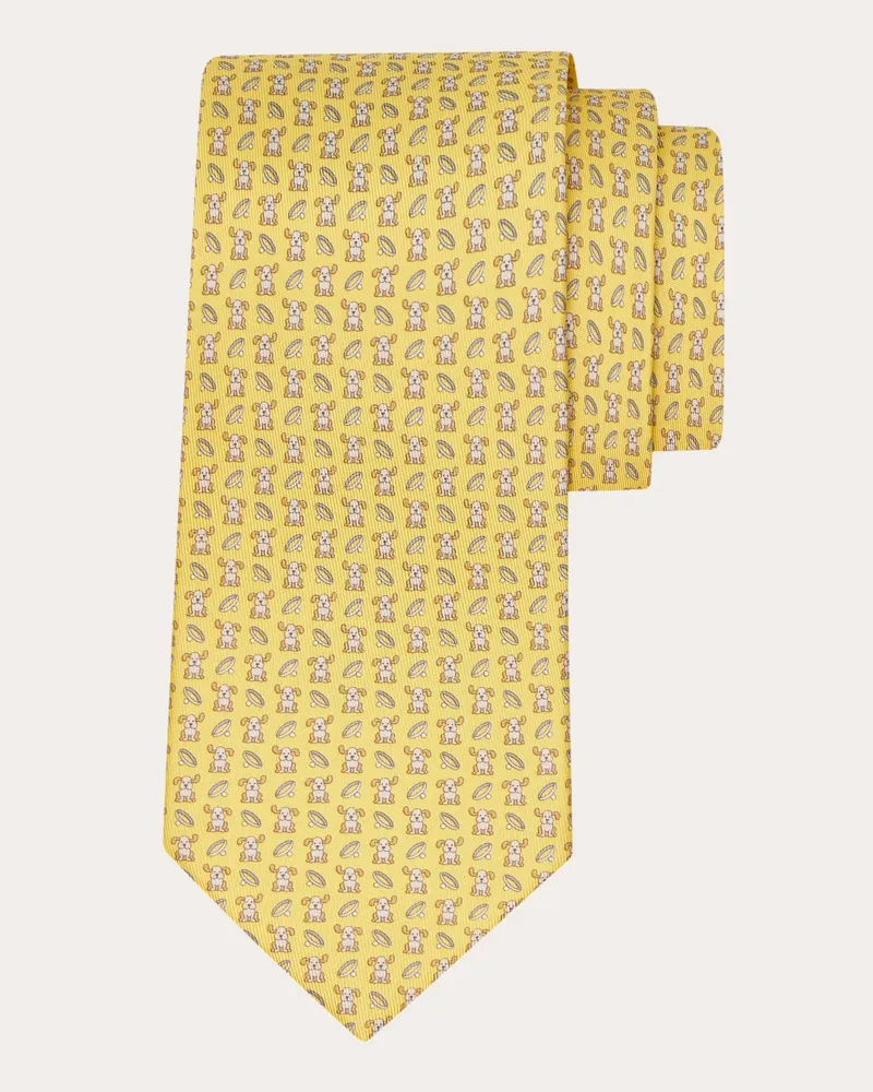Ferragamo Herren Seidenkrawatte mit Bello-Print Gelb Gelb