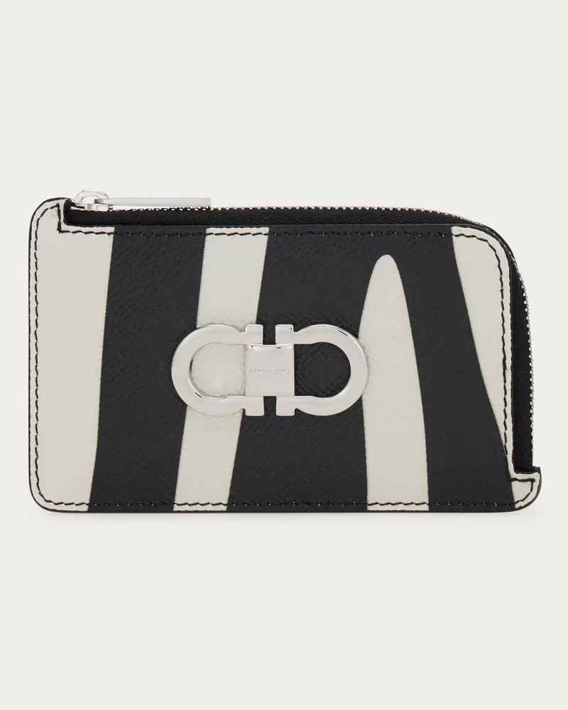 Ferragamo Damen Doppel-Gancini Kreditkartenetui Schwarz Schwarz