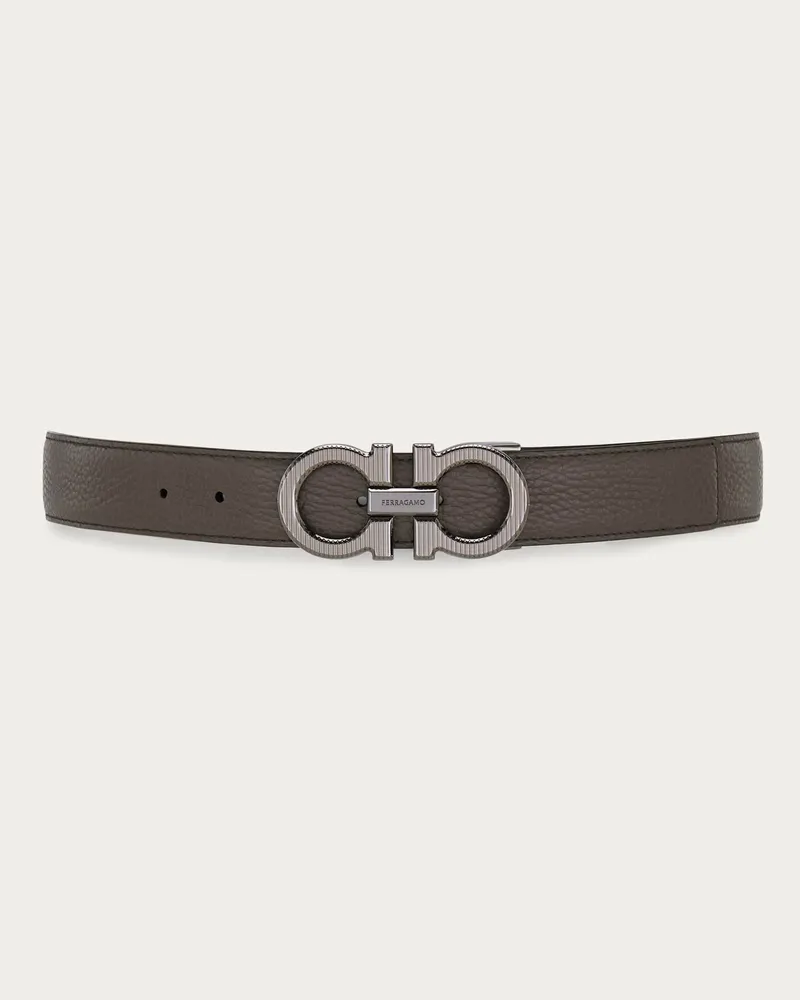 Ferragamo Herren Verstellbarer Gancini Wendegürtel Grau Grau