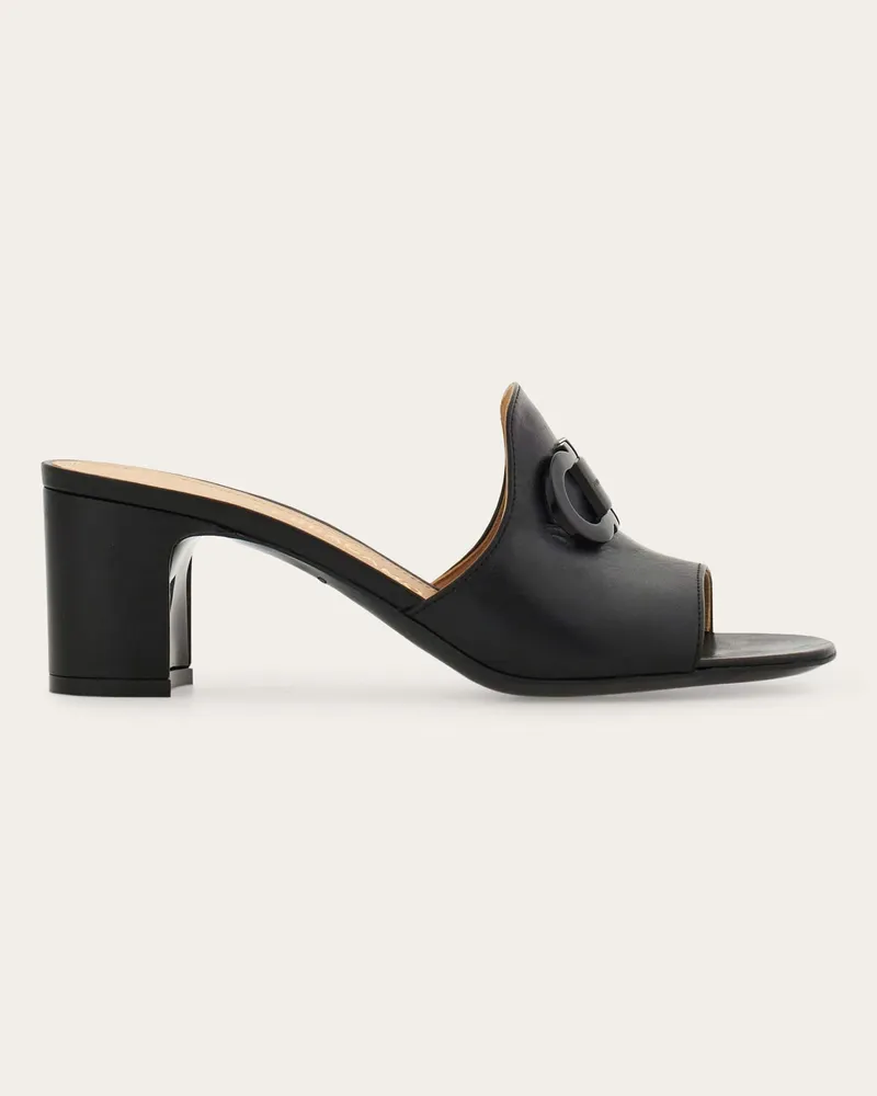 Ferragamo Damen Slide mit Gancini-Ornament Schwarz Größe 5 Schwarz