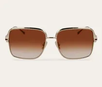 Damen Rechteckige Sonnenbrillen Gold