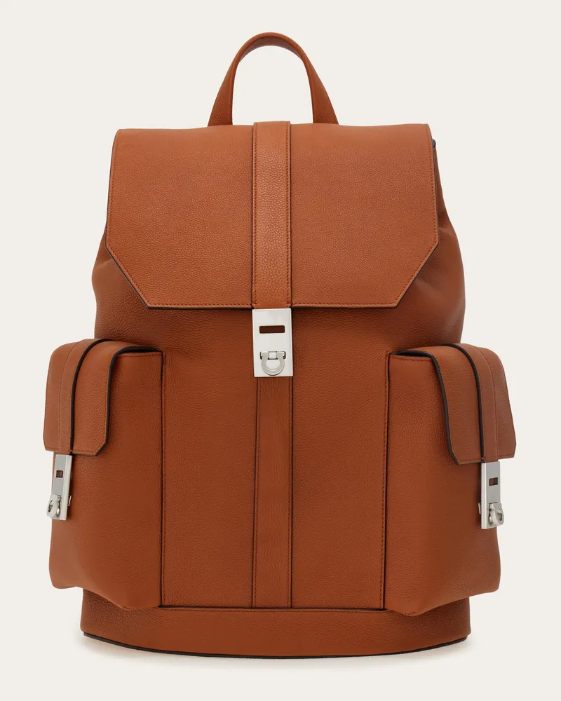Ferragamo Herren Rucksack mit Doppeltasche Beige Beige