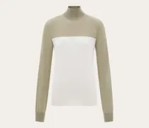 Damen Zweifarbiger Rollkragenpulli Weiß