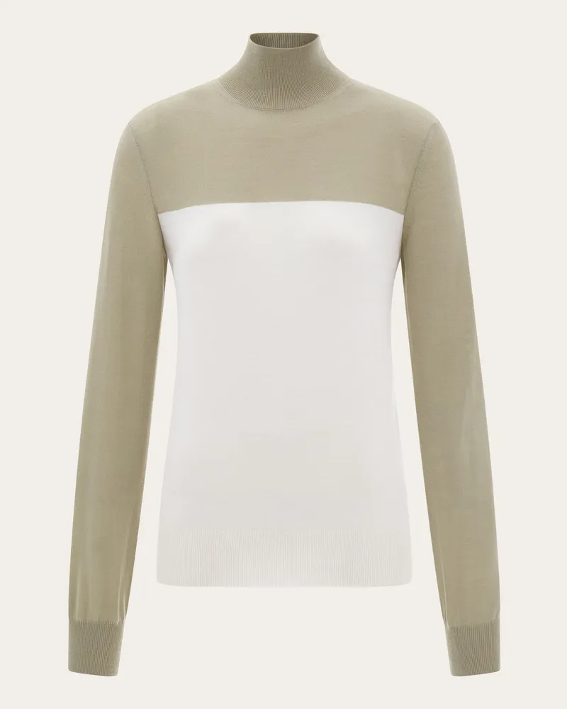 Ferragamo Damen Zweifarbiger Rollkragenpulli Weiß Weiß