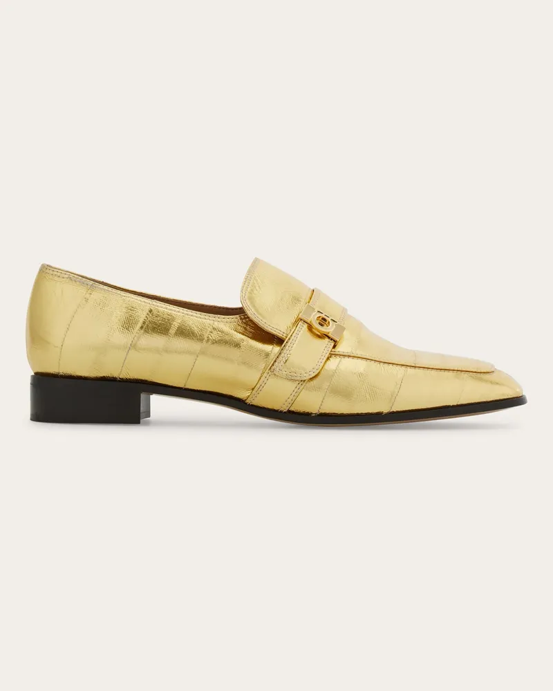 Ferragamo Damen Loafer in Mokassin-Machart mit Hug Schnalle Gold Größe 5 Gold