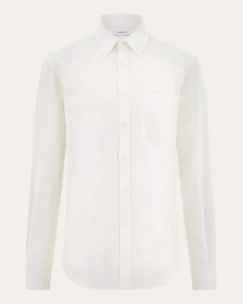 Ferragamo Herren Oberhemd Ferragamo-Monogram Weiß Weiß
