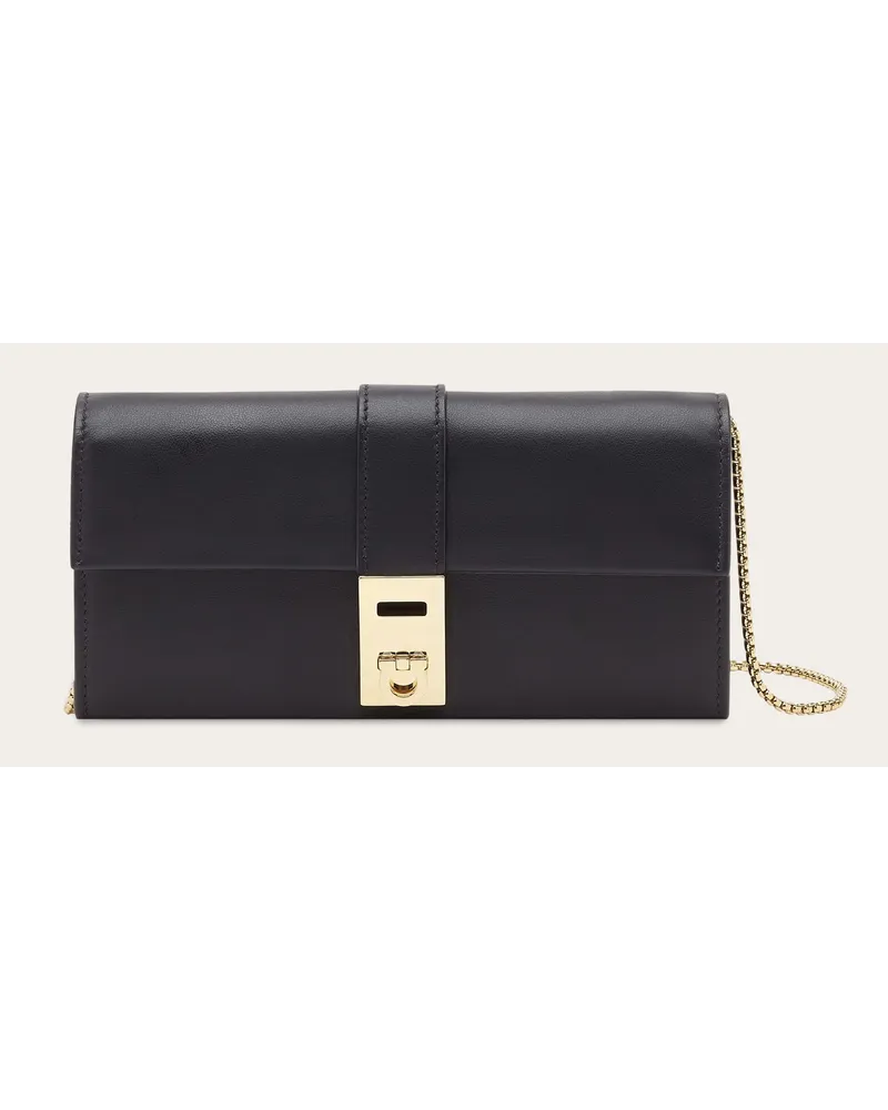 Ferragamo Damen Hug Brieftasche mit Schulterriemen Schwarz Schwarz