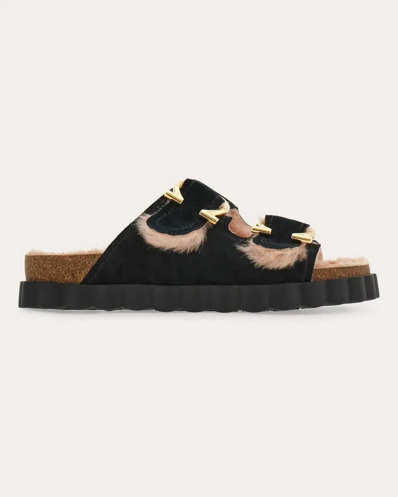Ferragamo Damen Sportliche Gancini Sandale Schwarz Größe 5 Schwarz