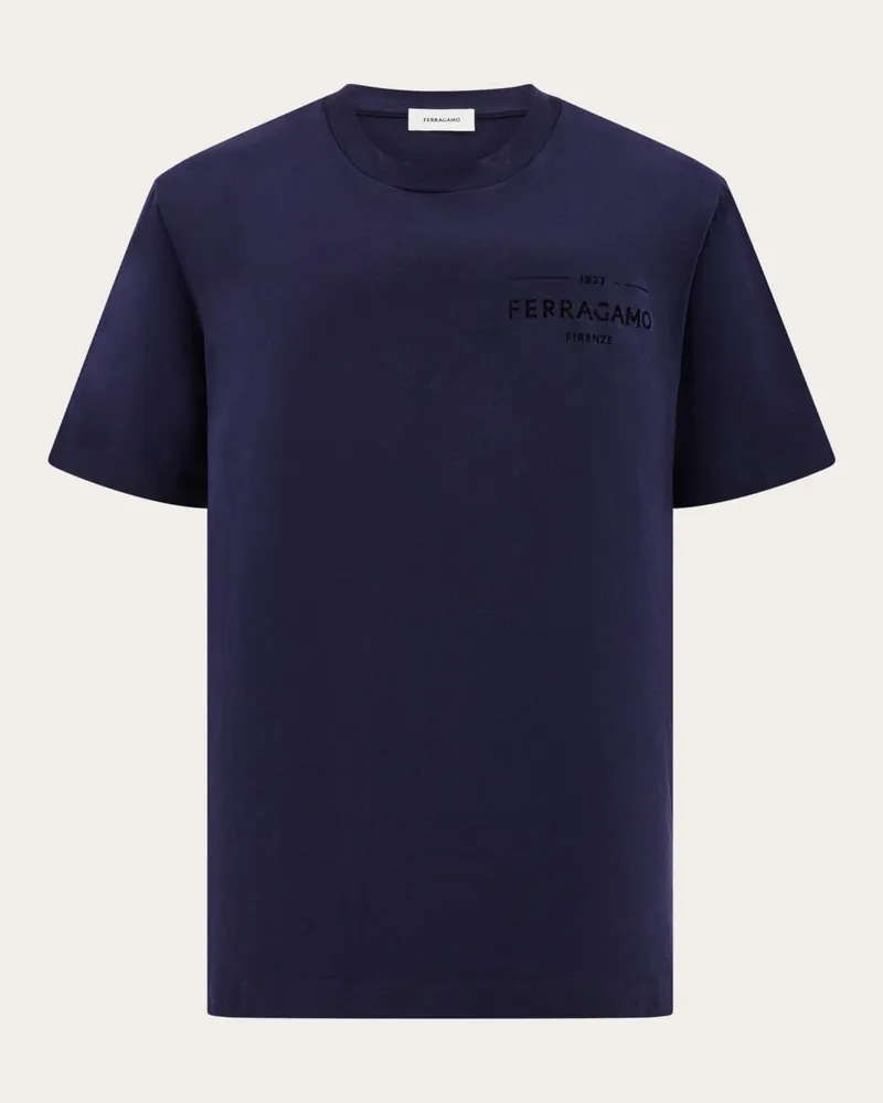 Ferragamo Herren T-Shirt mit Logo Blau Blau
