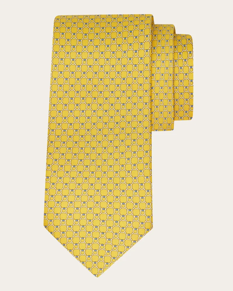 Ferragamo Herren Seidenkrawatte mit Gancini-Print Gelb Gelb