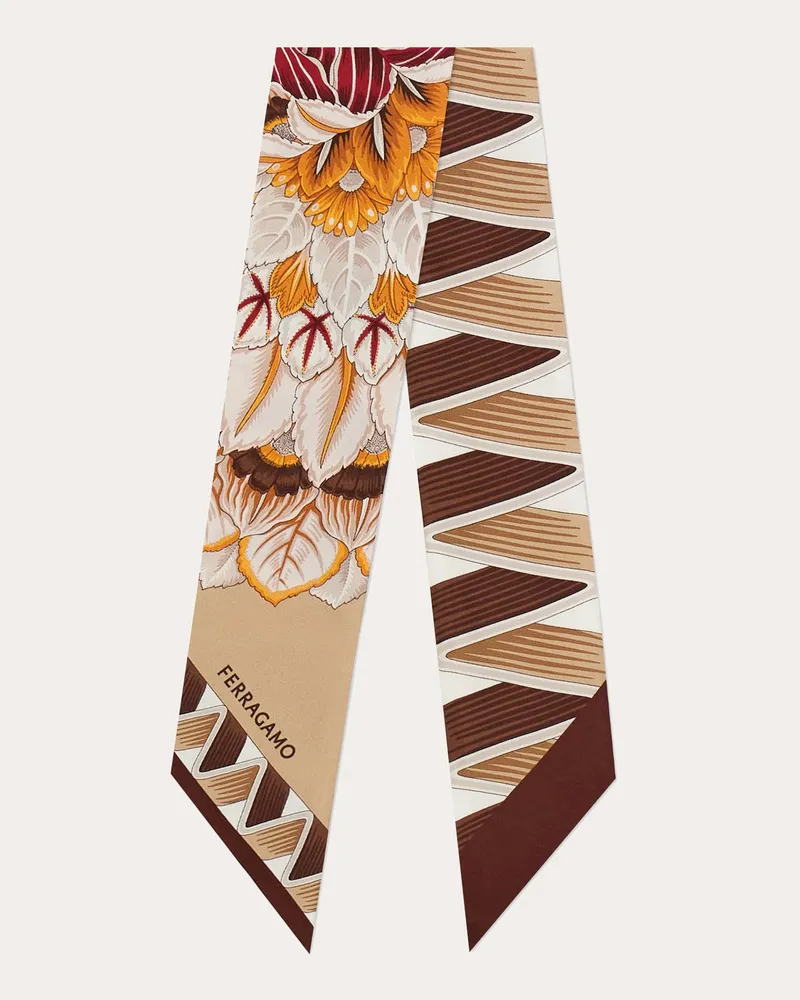 Ferragamo Damen Mini-Bandeau-Tuch mit Blumen und Schmetterlinge-Print Rot Rot