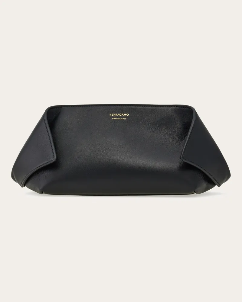 Ferragamo Damen Gefaltete Pouch-Tasche Schwarz Schwarz