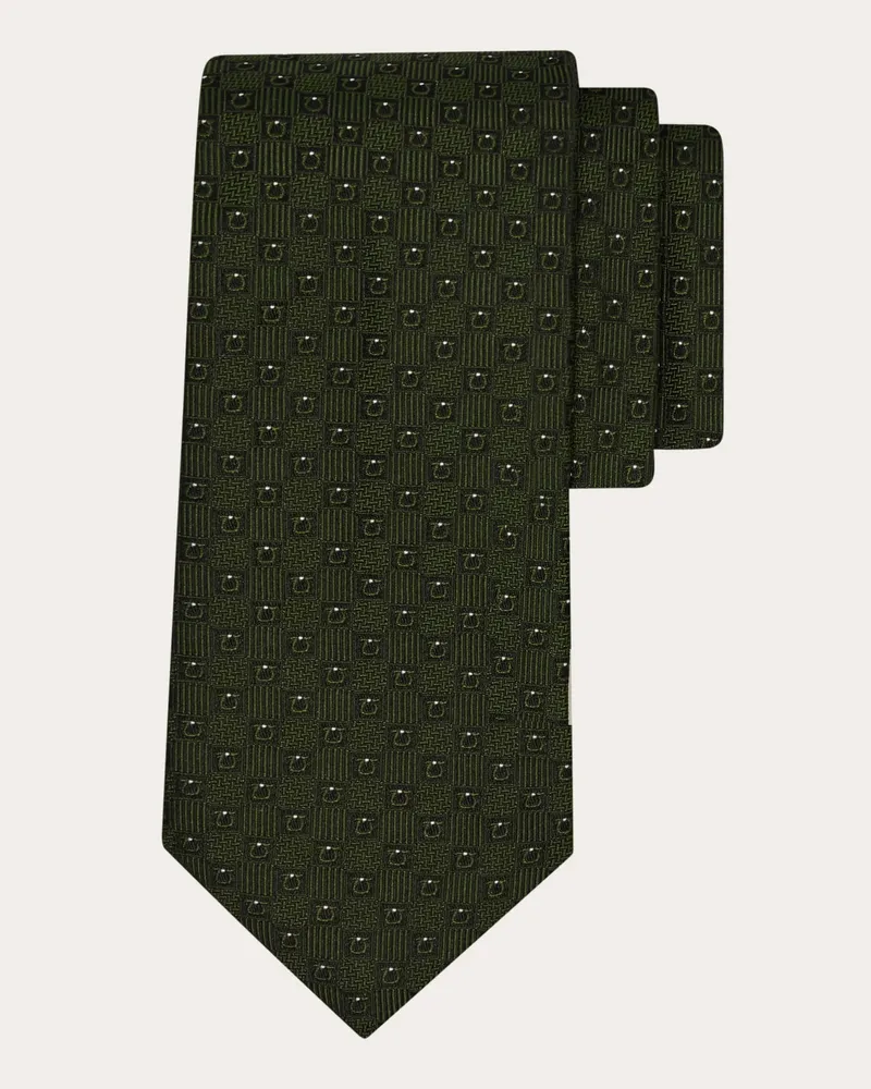 Ferragamo Herren Jacquard-Seidenkrawatte mit Gancini Grün Grün