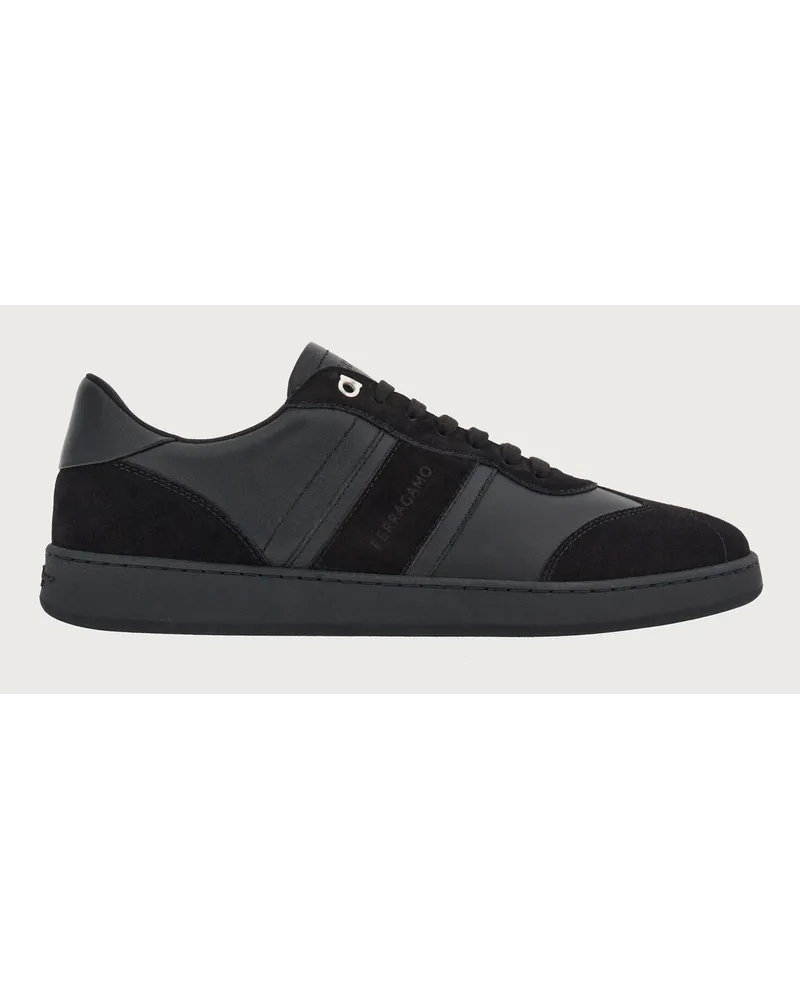 Ferragamo Herren Low-Top-Sneaker mit Signatur Schwarz Größe Schwarz