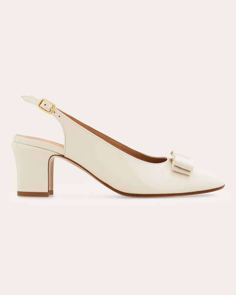 Ferragamo Damen Slingback mit Vara-Schleife Weiß Größe Weiß