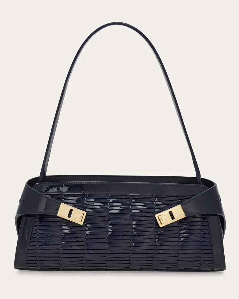 Ferragamo Damen Schultertasche Hug East-West (S) Blau Blau