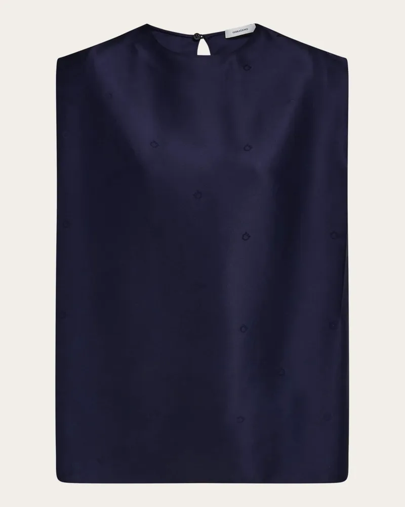 Ferragamo Damen Ämelloses Top aus Seide Blau Blau