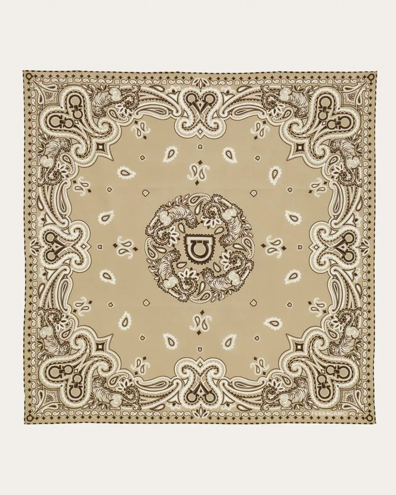 Ferragamo Herren Bandana mit Arabesque-Print Beige Beige