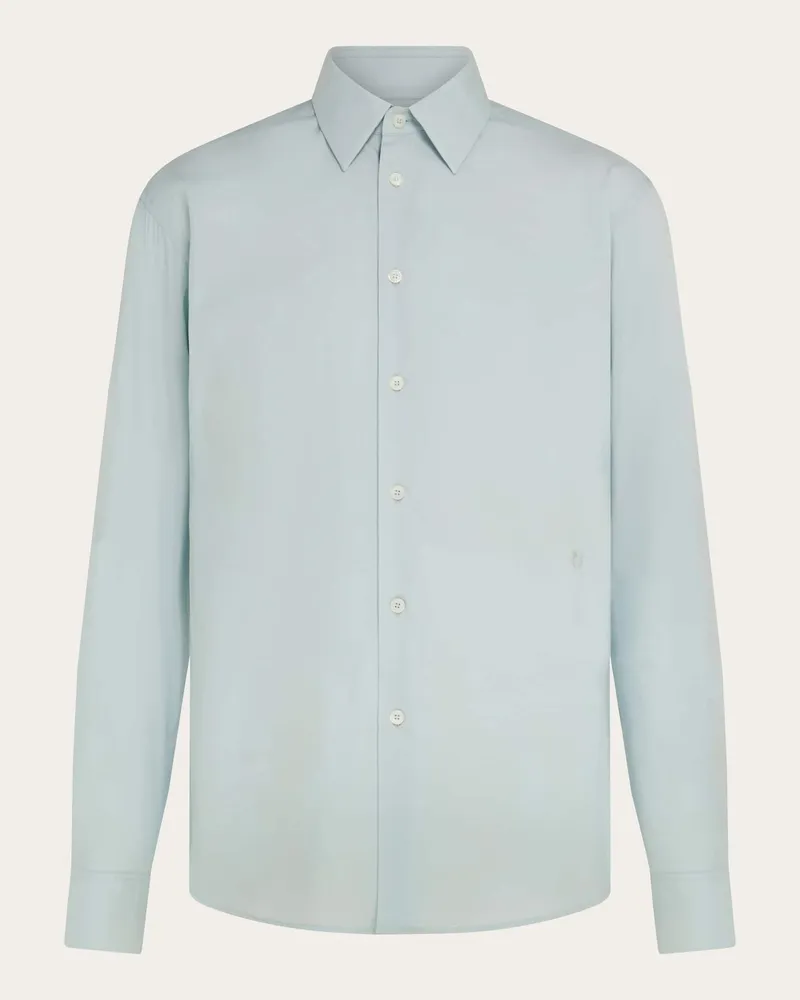 Ferragamo Herren Oberhemd aus Stretch-Popeline Blau Blau