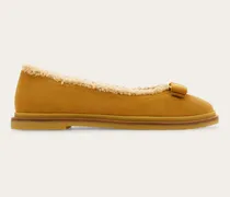 Damen Ballerina mit Vara-Schleife und Merinowolle Beige Größe
