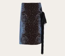 Damen Rock mit Blume Blau