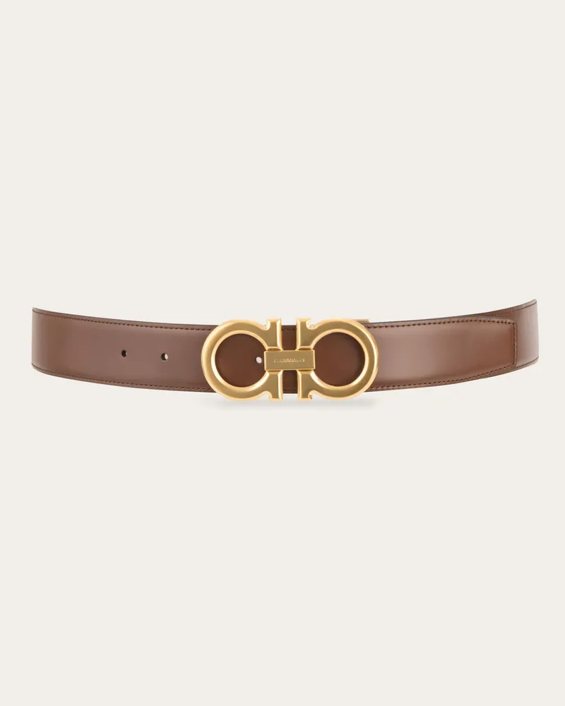 Ferragamo Herren Verstellbarer Gancini Wendegürtel Braun Braun