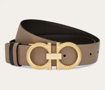 Damen Verstellbarer Wendegürtel mit geriffeltem Gancini-Element Beige