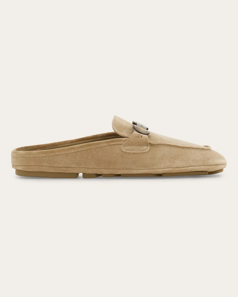Ferragamo Herren Mule mit Gancini-Ornament Beige Größe Braun