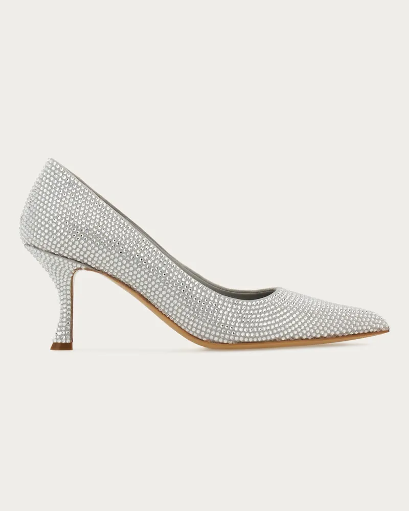 Ferragamo Damen Pumps mit Kristallen Grau Größe Grau