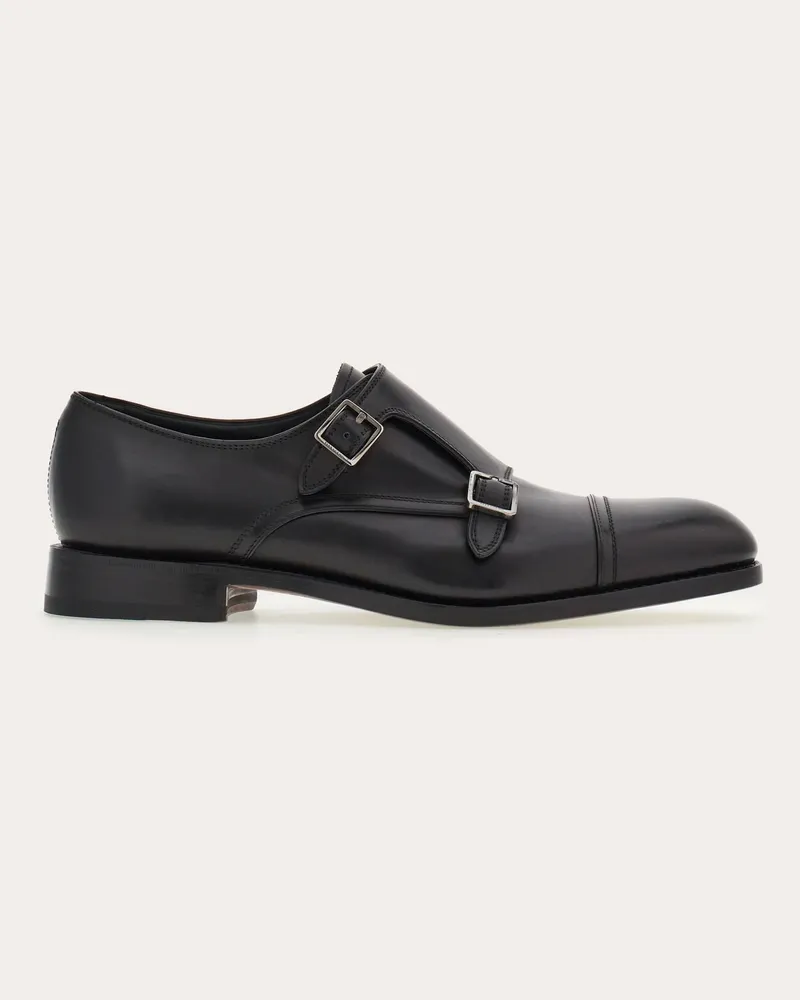 Ferragamo Herren Tramezza Double-Monk Schwarz Größe Schwarz
